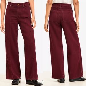 Loft burgundy 5 pocket Seamed Wide Leg Pants